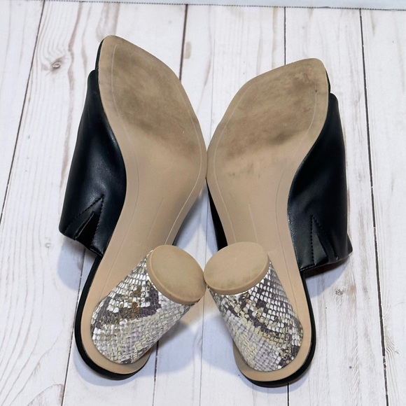 Dolce Vita Black Heeled Slide Sandals w/ Snakeskin heel 7.5 - Picture 5 of 5